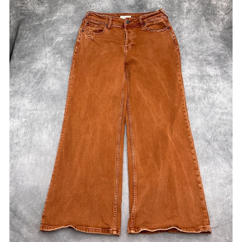 Cleo + Wolf Jeans Women‎ 29W x 30L Orange Brown High Rise Loose Skater Wide Leg